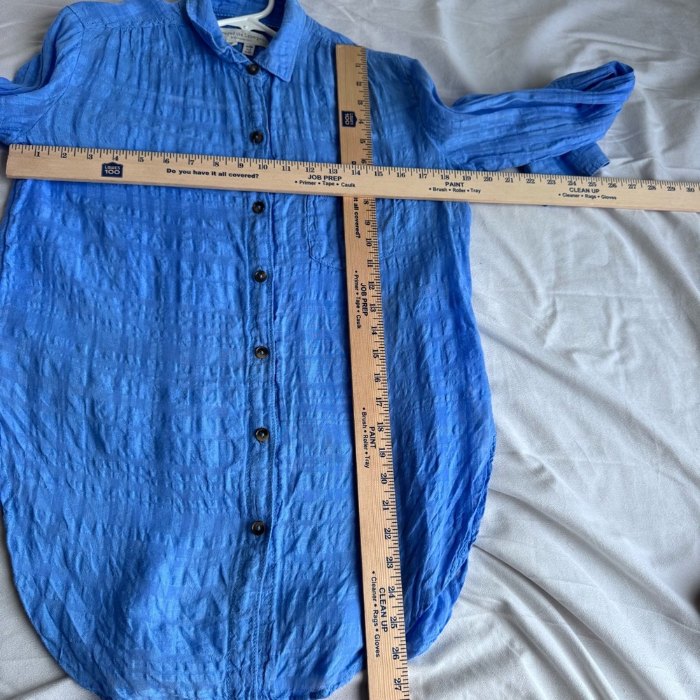 Pilcro and the Letterpress Women Blue Button Down size 0 gauzy‎ linen cotton - Picture 8 of 8